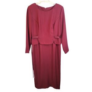 VTG Leslie‎ Belle Burgundy Long Sleeve Business Formal Casual Dress Size 12
